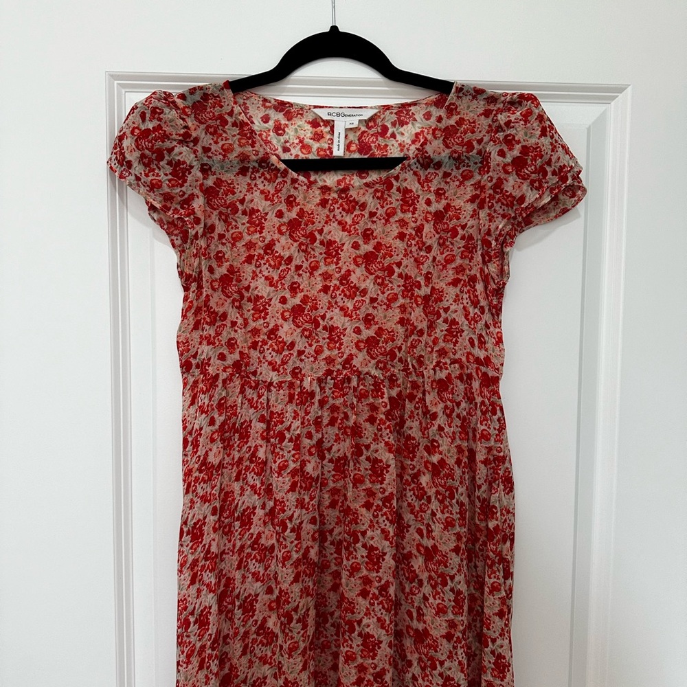BCBGeneration Sheer Floral Dress